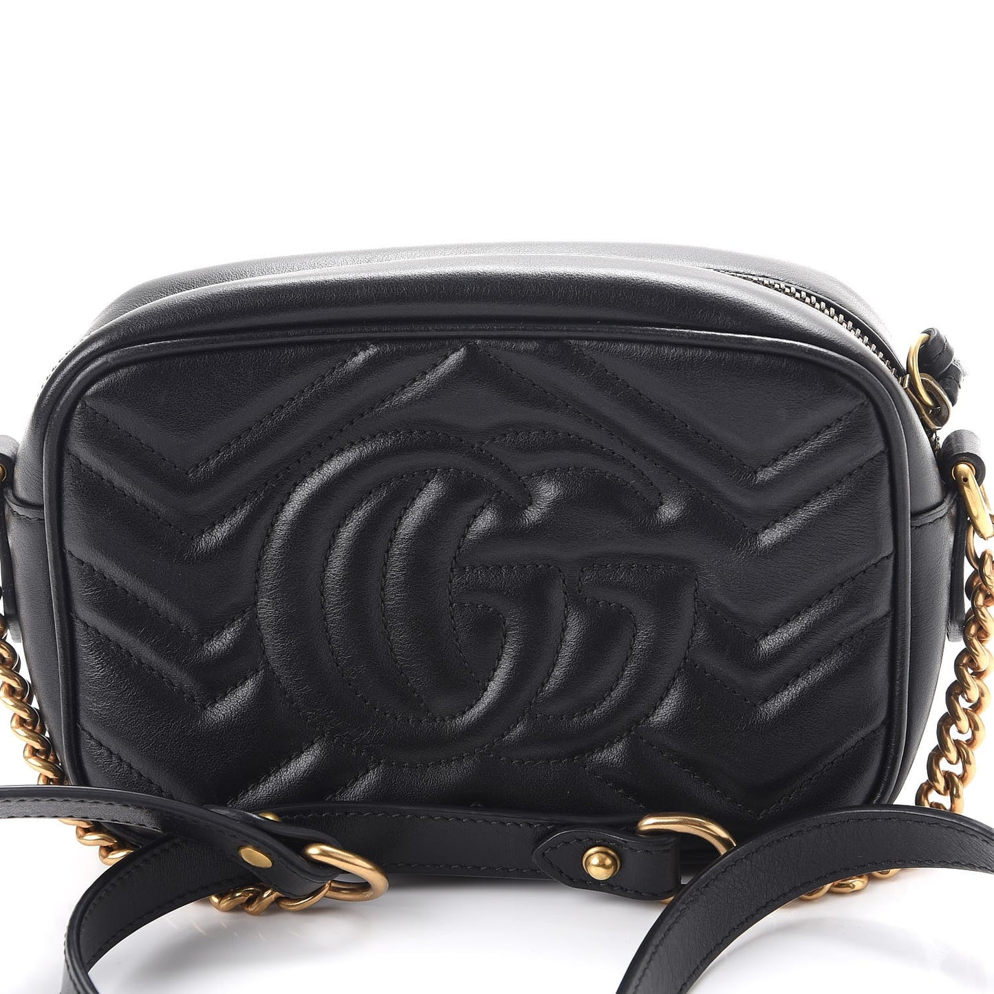 Calfskin Matelasse Mini GG Marmont Chain Shoulder Bag Black