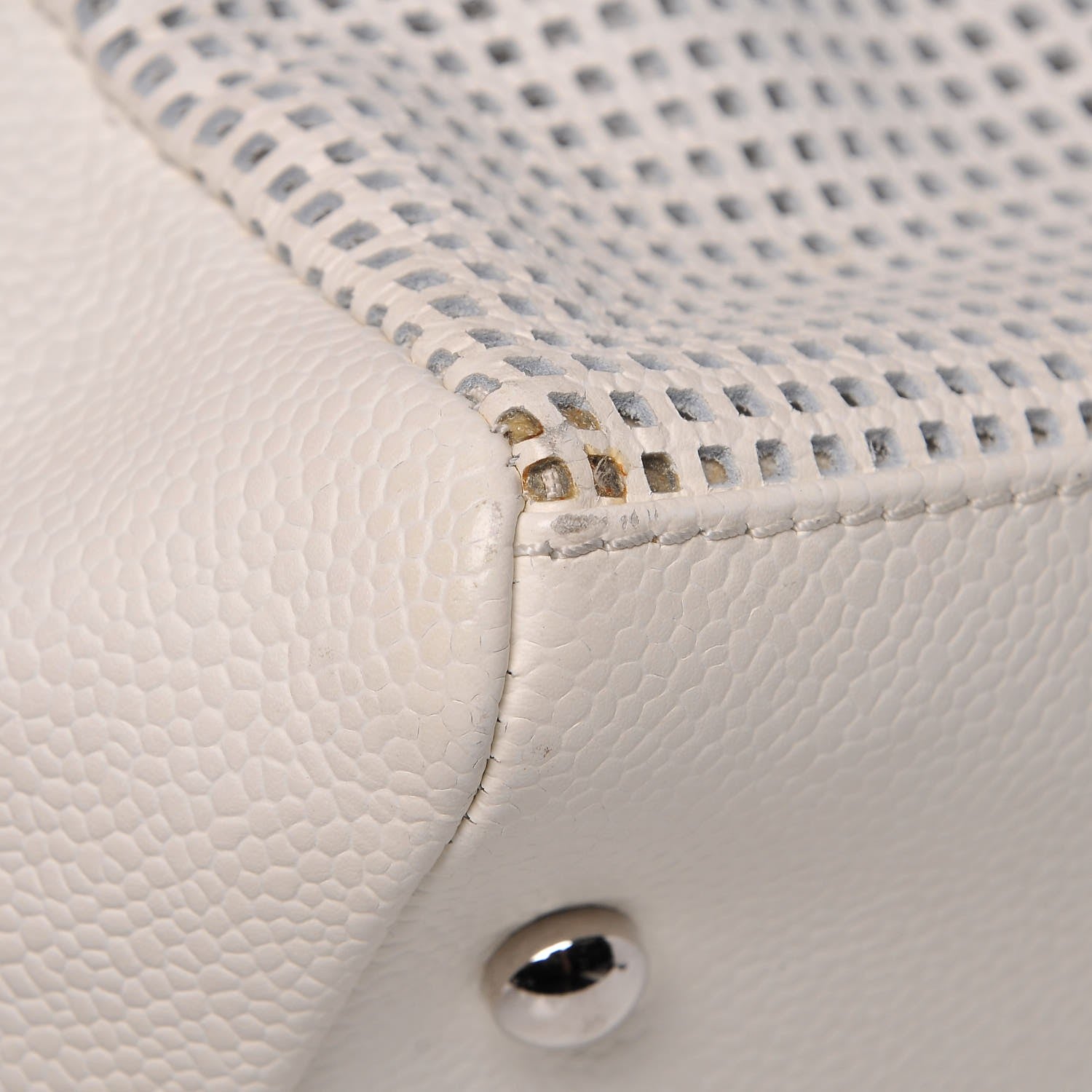 Chanel Caviar Perforated Bowler White 10 of 12