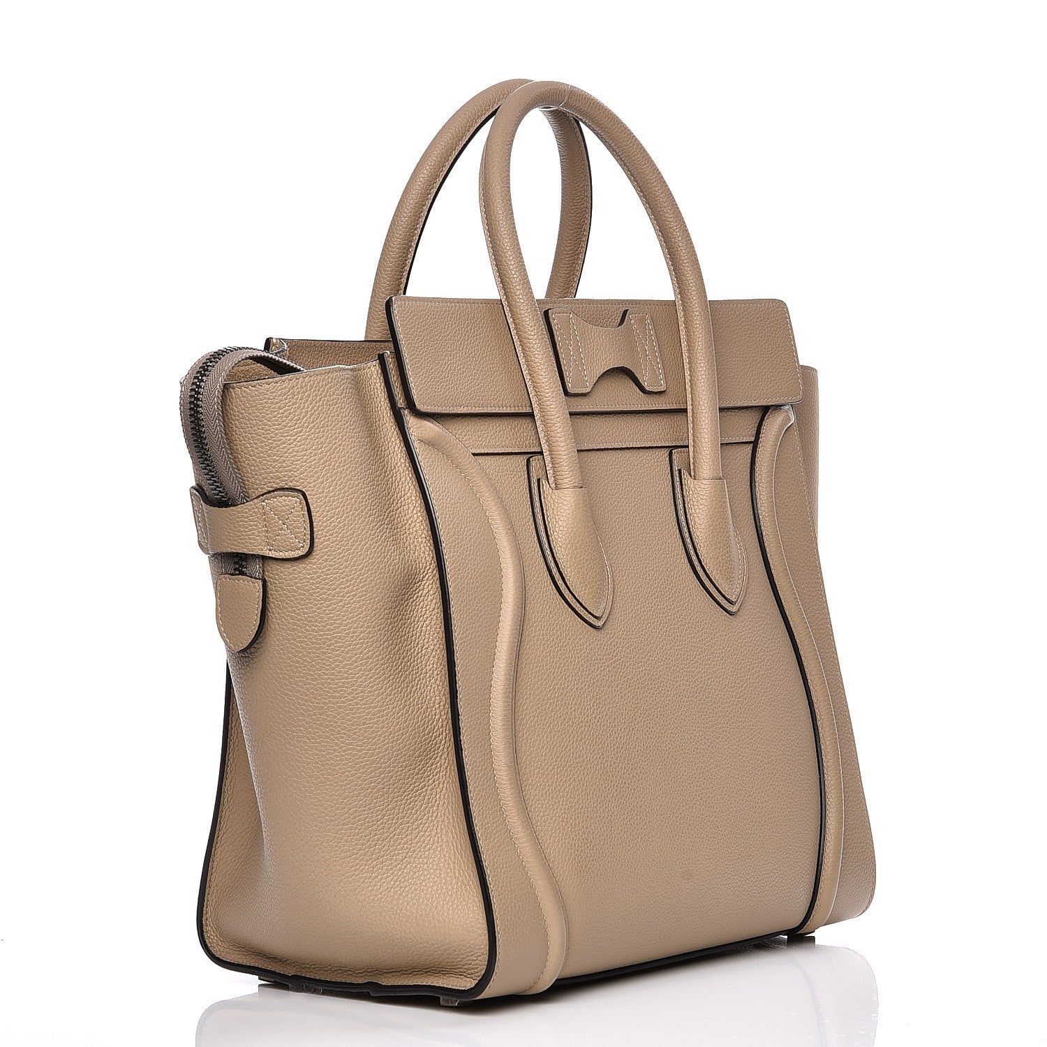 Celine Drummed Calfskin Mini Luggage Dune 3 of 12