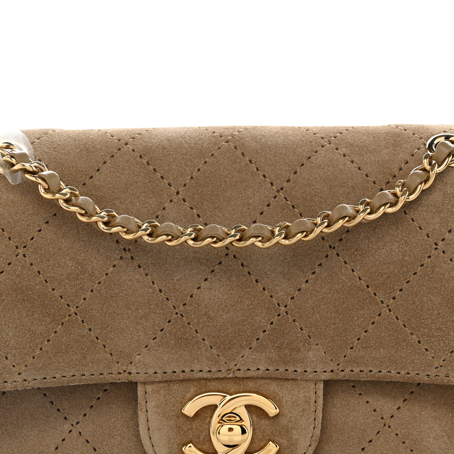 Suede Calfskin Mini Souplissimo Flap Dark Beige