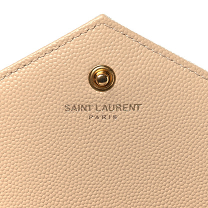 Saint Laurent Grain De Poudre Matelasse Chevron Monogram Chain Wallet Dark Beige 6 of 10