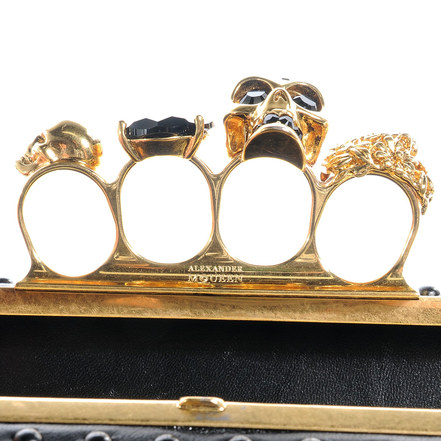 Studded Knucklebox Clutch Black