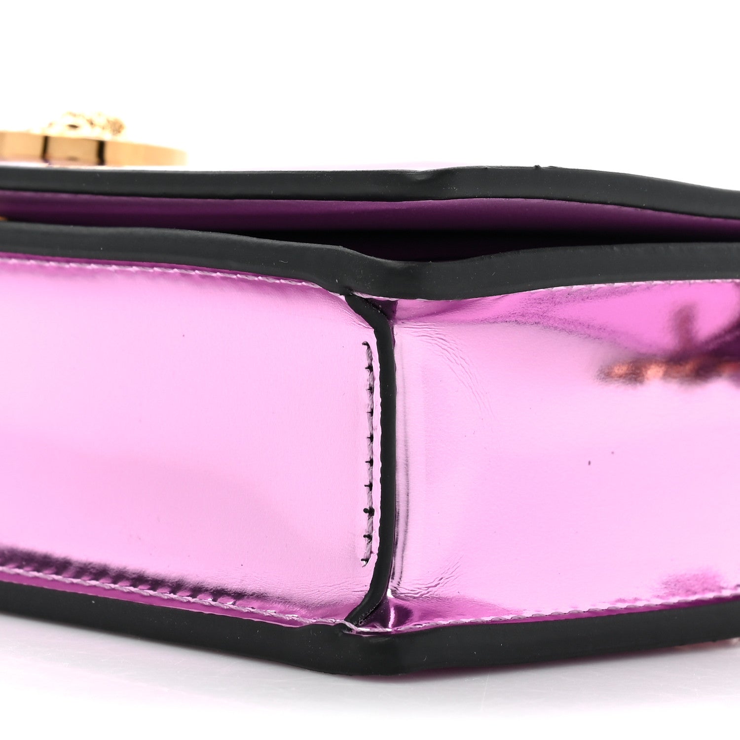 Versace Metallic Calfskin Crystal Medusa Clutch With Chain Pink 7 of 8