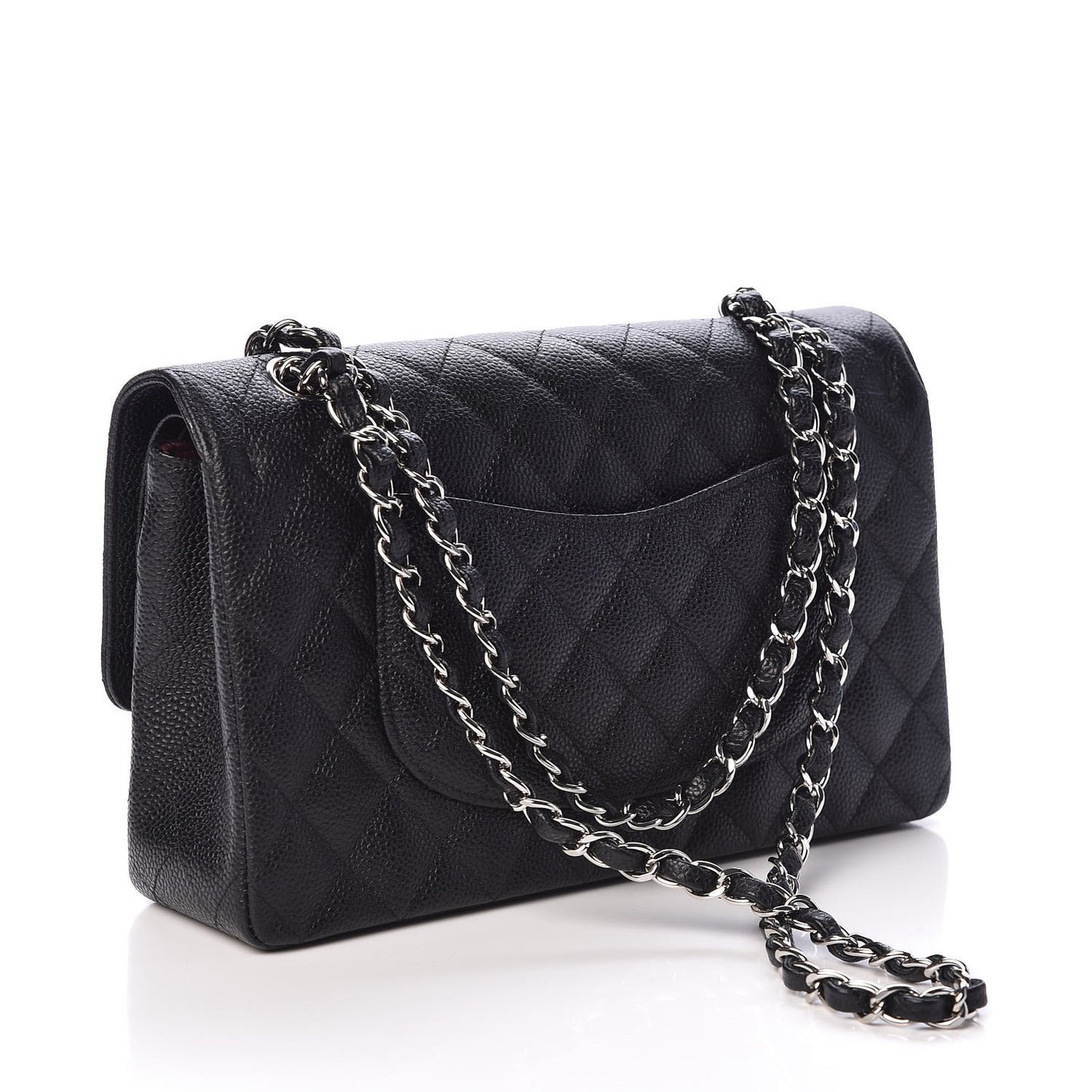 Caviar Quilted Medium Double Flap Black