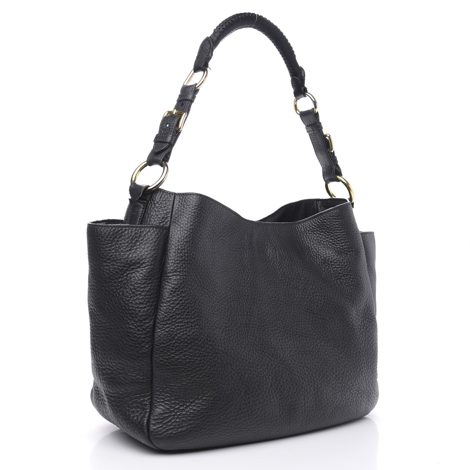 Prada Vitello Daino Side Pocket Hobo Black 3 of 16