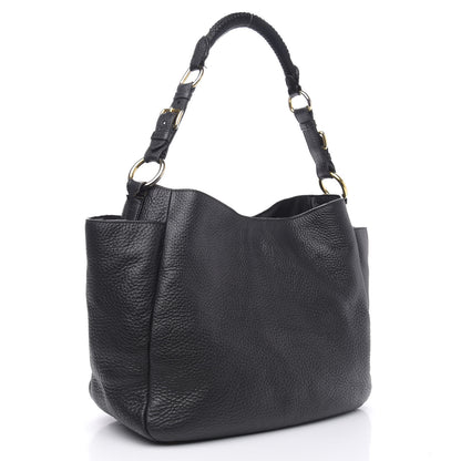 Prada Vitello Daino Side Pocket Hobo Black 3 of 16
