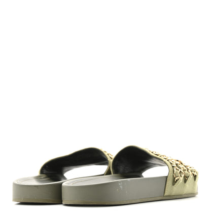 Chanel Canvas Chain Flat Sandals 37 Khaki 5 of 13