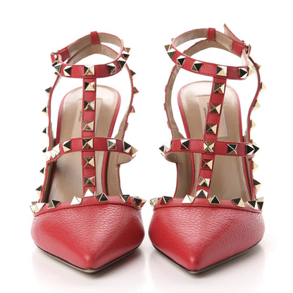 Valentino Garavani Pebbled Calfskin Rockstud Ankle Strap 100mm Pumps 39.5 Rock Pink 2 of 10