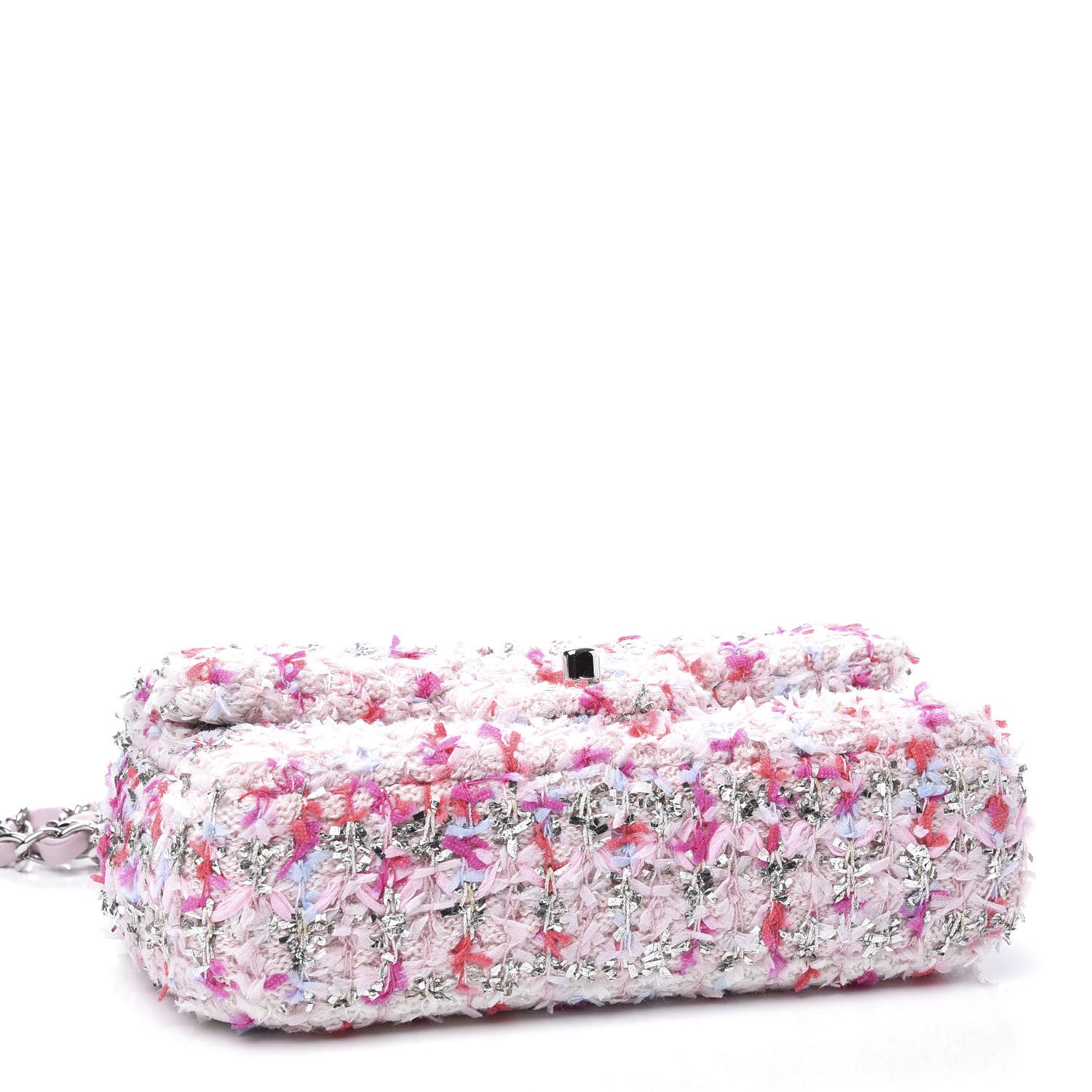 Chanel Tweed Quilted Mini Rectangular Flap Light Pink Silver Blue 3 of 10