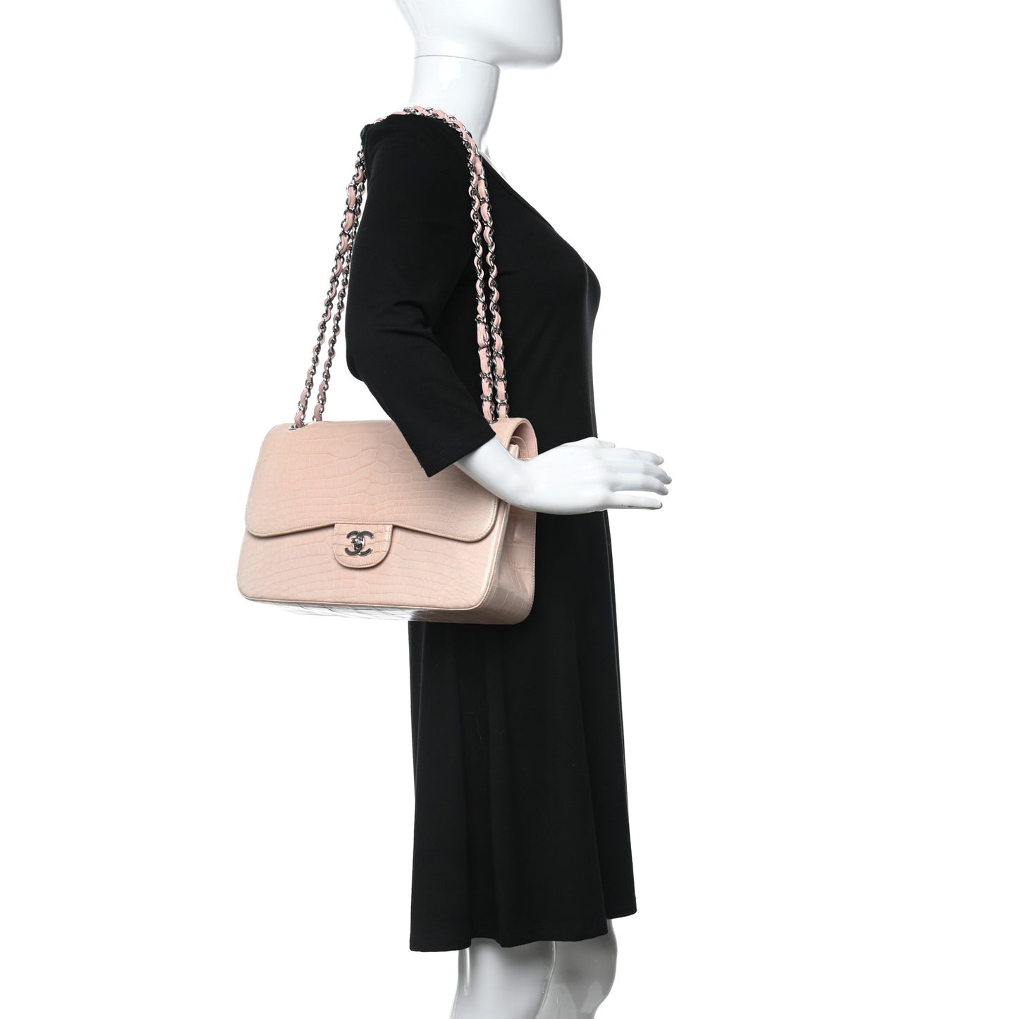 Alligator Jumbo Double Flap Light Pink