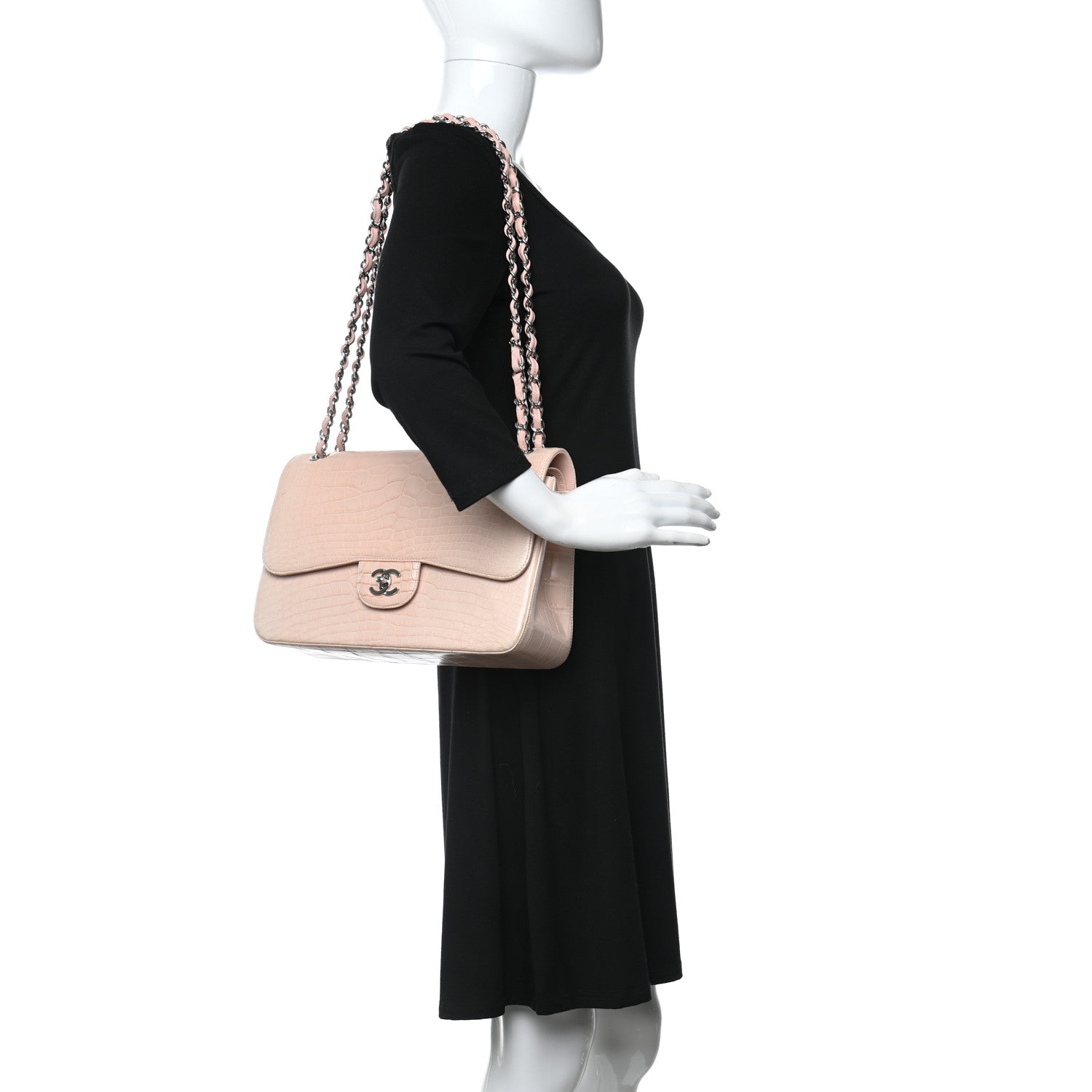 Chanel Alligator Jumbo Double Flap Light Pink 2 of 10