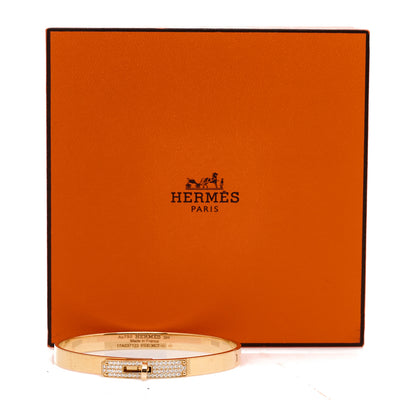 Hermes 18K Rose Gold Diamond PM Kelly Pave Bracelet SH 4 of 4