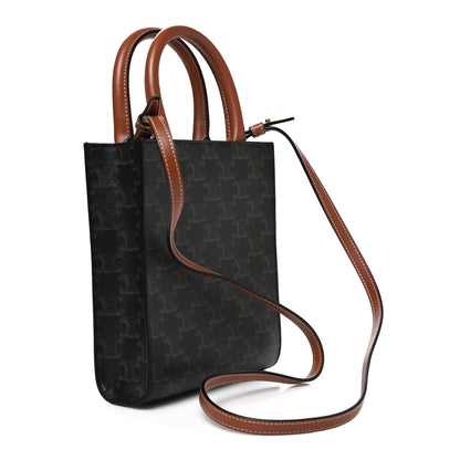 Celine Triomphe Canvas Calfskin Mini Vertical Cabas Tan 2 of 8