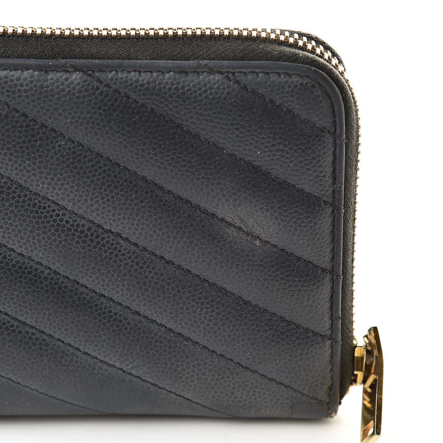 Grain De Poudre Matelasse Chevron Monogram Zip Around Wallet Grey