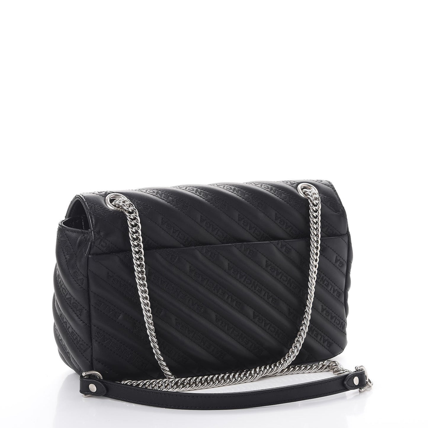 Calfskin Charms Logo Matelasse M BB Round Shoulder Bag Black