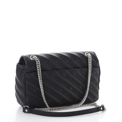 Balenciaga Calfskin Charms Logo Matelasse M BB Round Shoulder Bag Black 3 of 10