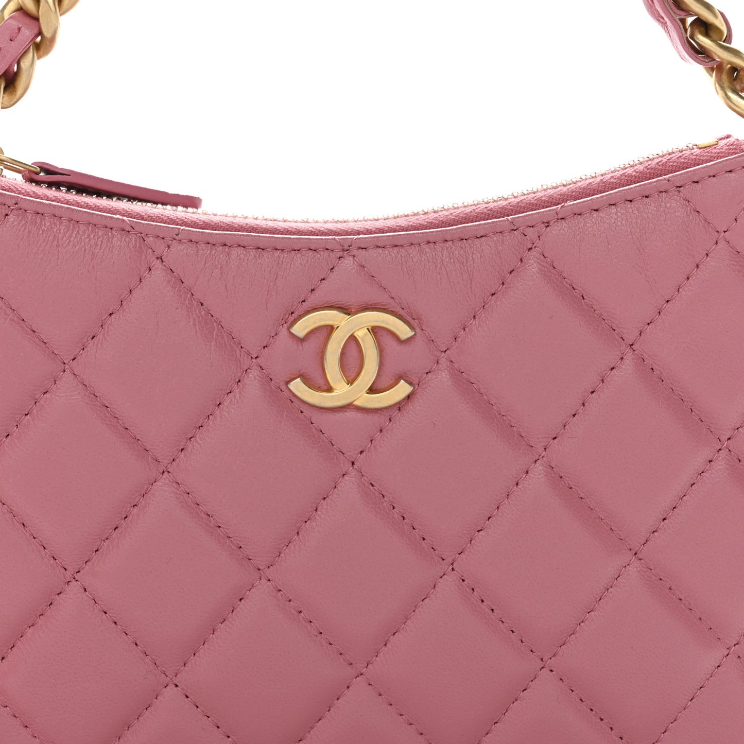 Lambskin Quilted Chain Around Top Handle Mini Bag Pink
