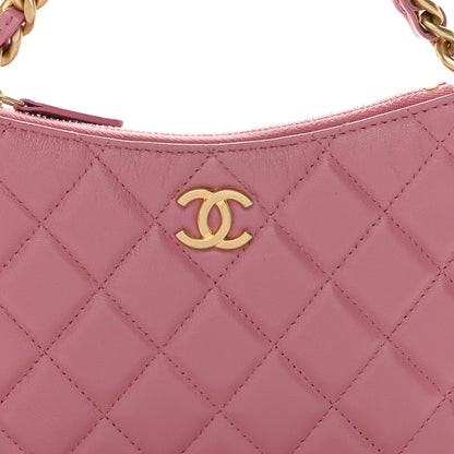 Chanel Lambskin Quilted Chain Around Top Handle Mini Bag Pink 8 of 11