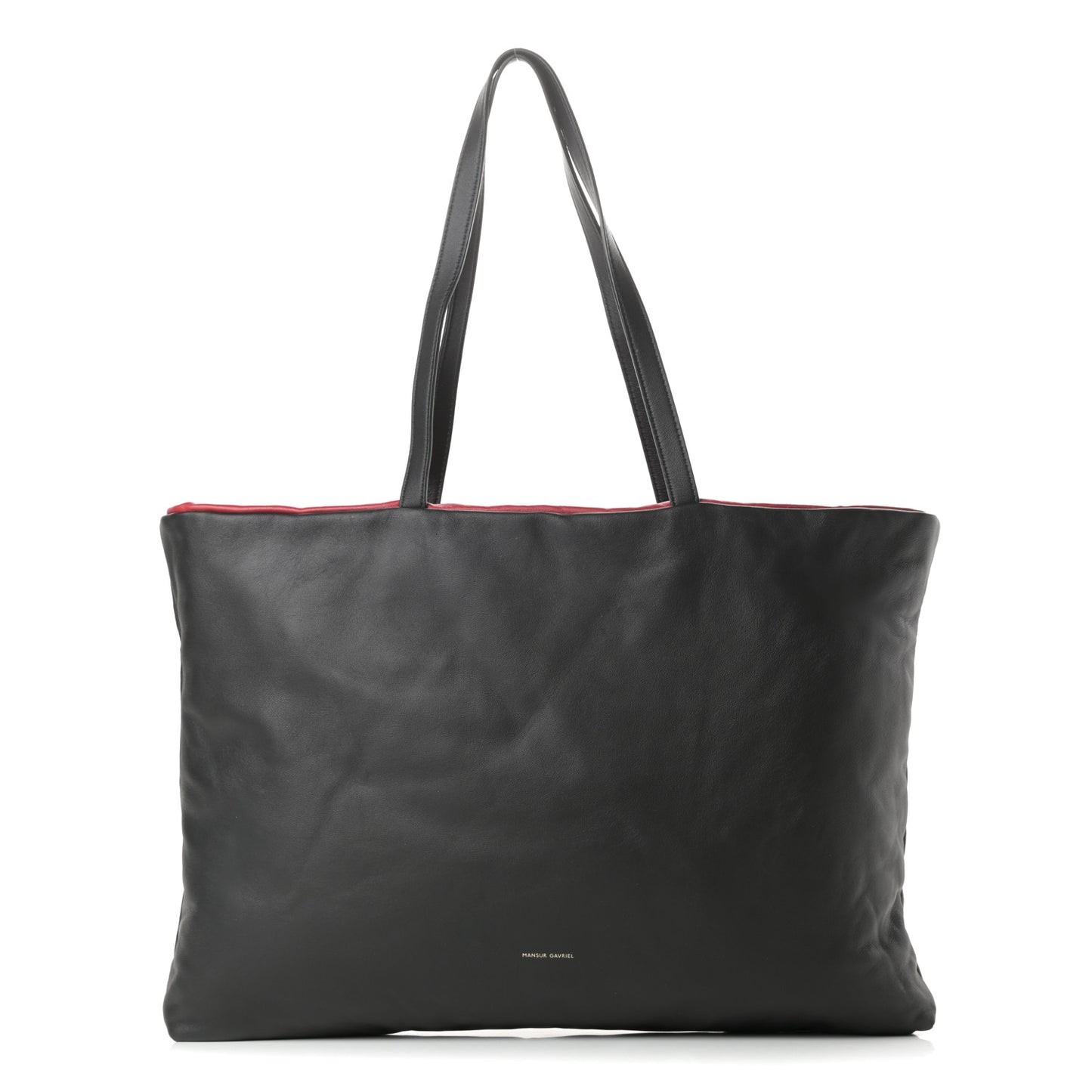 Calfskin Reversible Pillow Tote Black Flamma