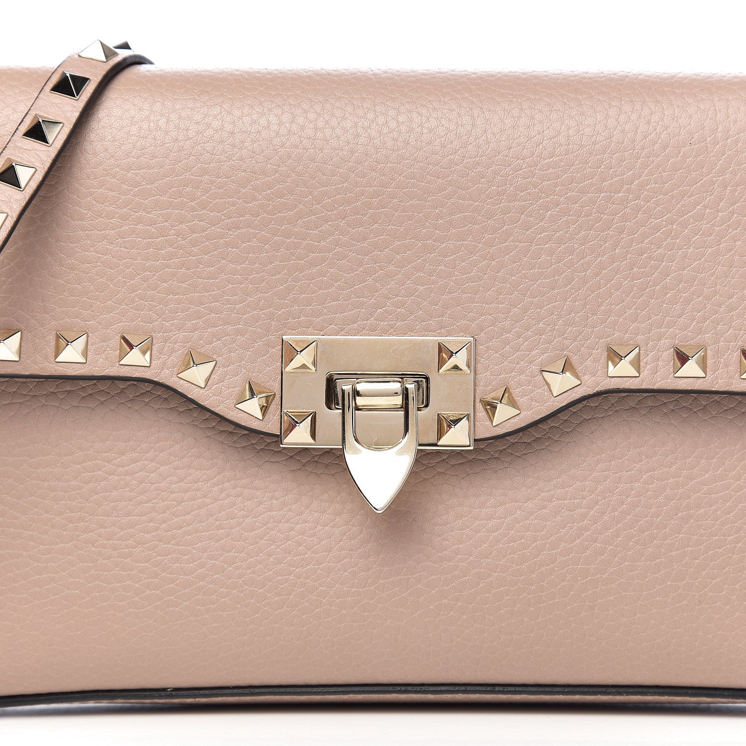 Valentino Garavani Pebbled Calfskin Medium Rockstud Flip Lock Crossbody Bag Poudre 8 of 9