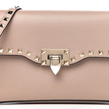Valentino Garavani Pebbled Calfskin Medium Rockstud Flip Lock Crossbody Bag Poudre 8 of 9