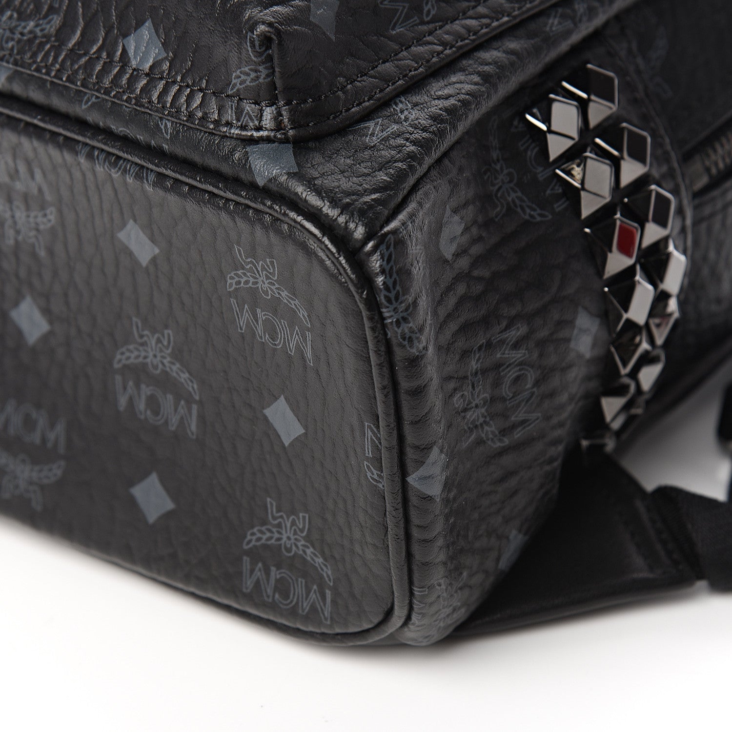 MCM Visetos Side Stud Mini Stark Backpack Black 8 of 10
