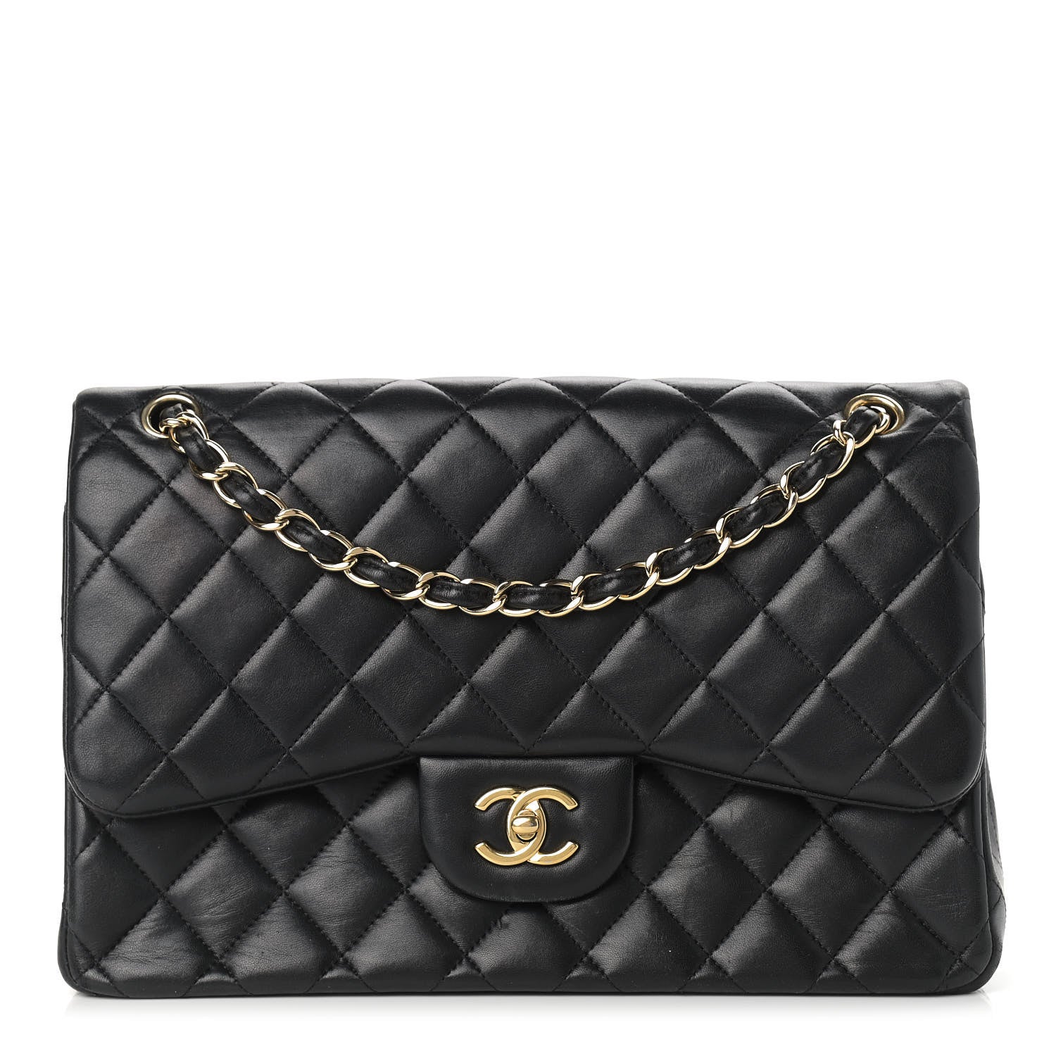 Chanel Lambskin Quilted Jumbo Double Flap Black 1 of 19