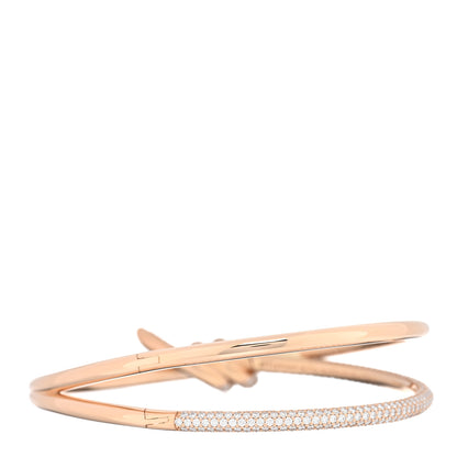 Tiffany 18K Rose Gold Diamond Knot Double Row Hinged Bangle Bracelet 2 of 4