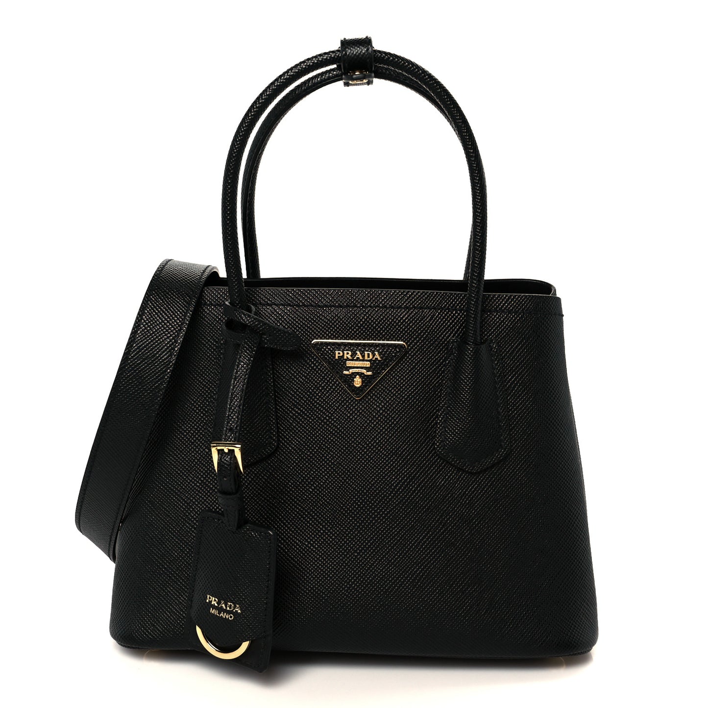 Saffiano Cuir Mini Double Bag Black