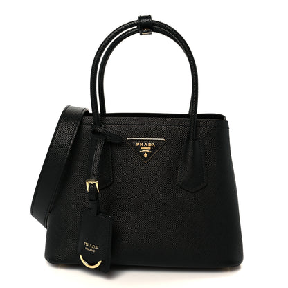 Prada Saffiano Cuir Mini Double Bag Black 1 of 11