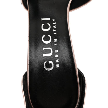 Gucci Satin Crystal Ankle Strap Sandal Pumps 39.5 Skin Rose 9 of 10