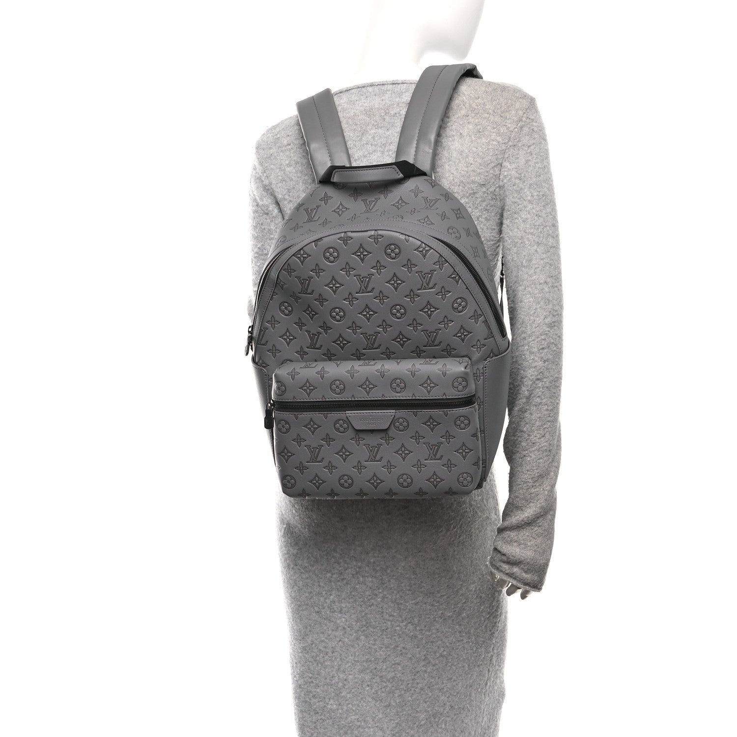 Louis Vuitton Calfskin Monogram Shadow Discovery Backpack Anthracite Gray 2 of 10