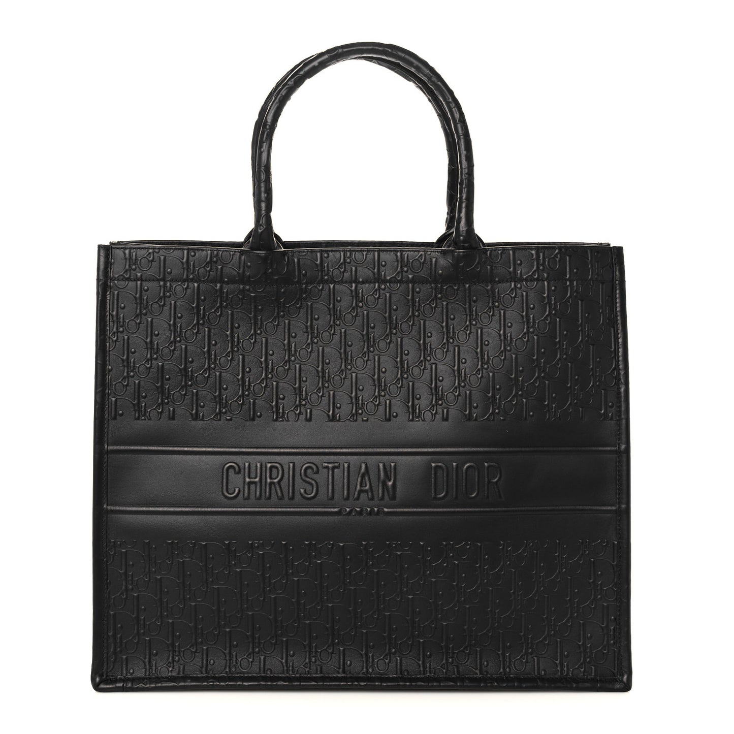 Oblique Calfskin Embossed Book Tote Black