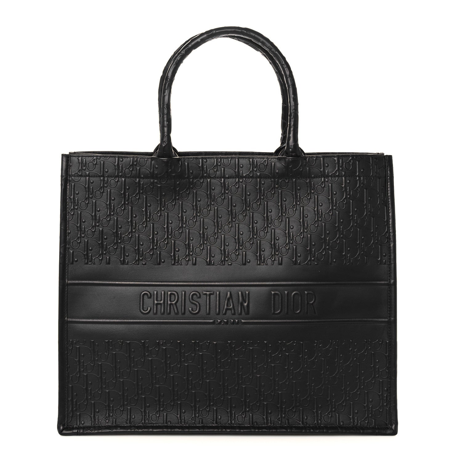 Christian Dior Oblique Calfskin Embossed Book Tote Black 1 of 9