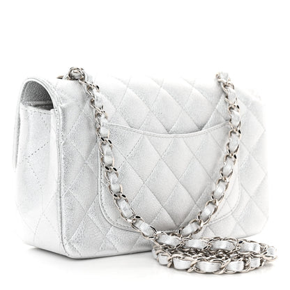Chanel Metallic Lambskin Quilted Mini Rectangular Flap Silver 3 of 11
