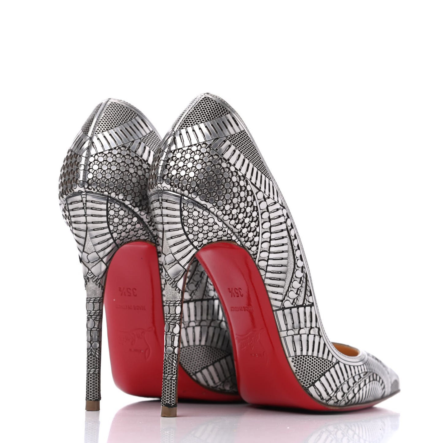 Metallic Specchio Suede Laser Cut Kristali 120 Pumps 35.5 Silver