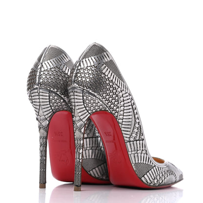 Christian Louboutin Metallic Specchio Suede Laser Cut Kristali 120 Pumps 35.5 Silver 4 of 21