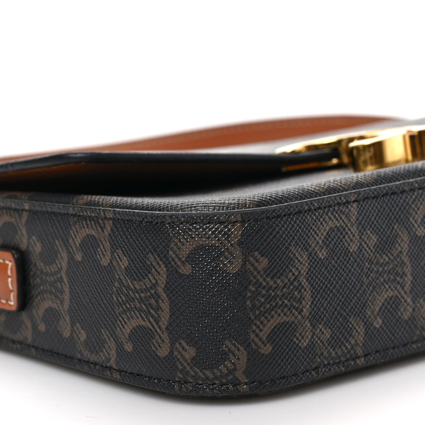 Canvas Calfskin Triomphe Shoulder Bag Tan