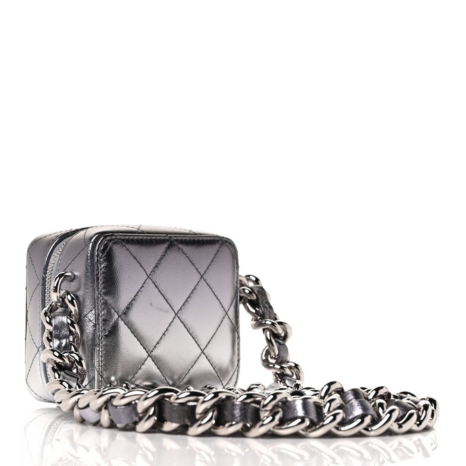 Chanel Gradient Metallic Lambskin Quilted Like A Wallet Clutch With Chain Silver Purple 2 of 8