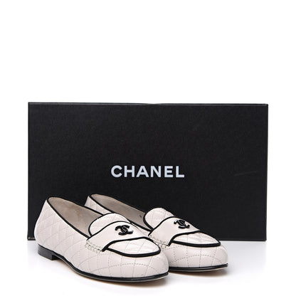 Chanel Lambskin Quilted CC Loafers 35.5 Light Grey 9 of 9