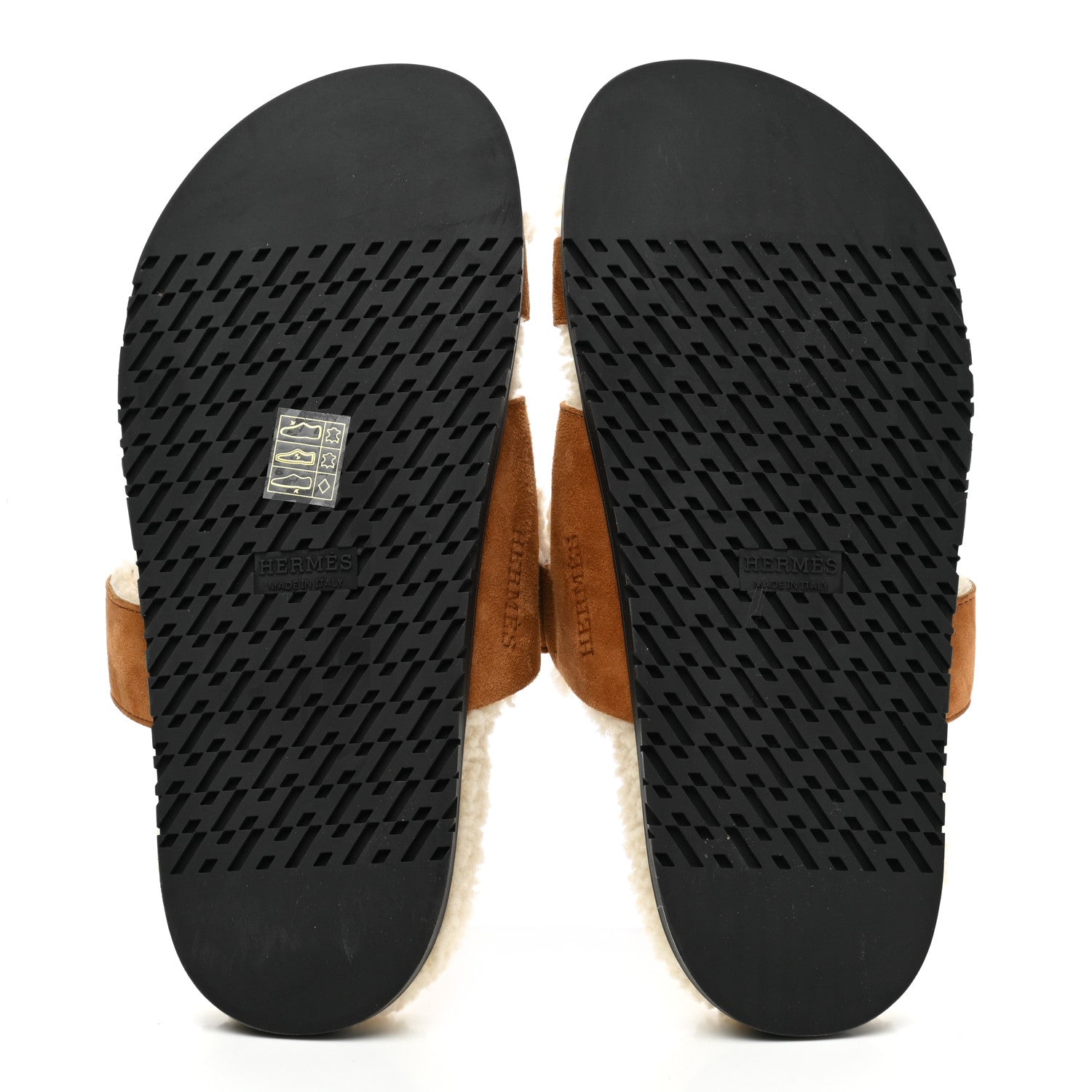 Hermes Suede Goatskin Woolskin Womens Chypre Sandals 37 Brun Fume Ecru 6 of 9