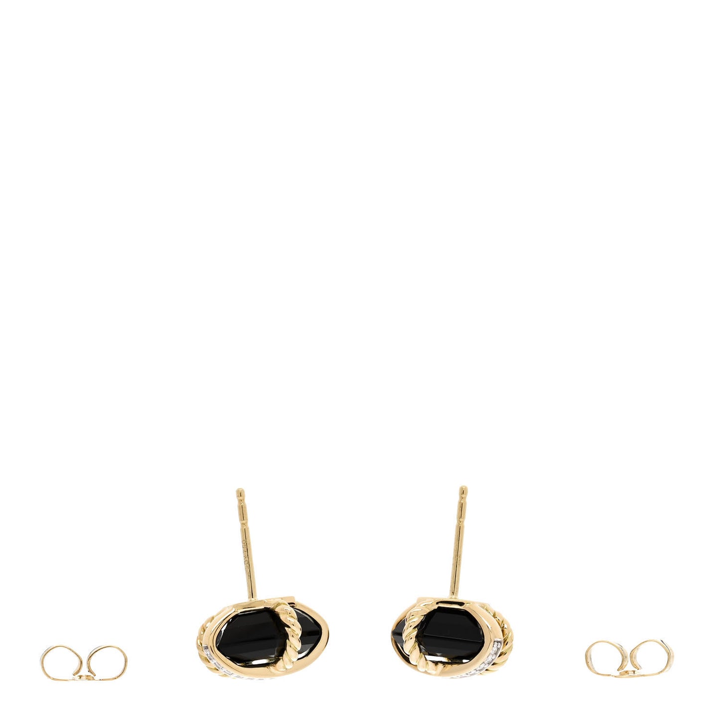 18K Yellow Gold Diamond Onyx 10mm Cable Wrap Earrings