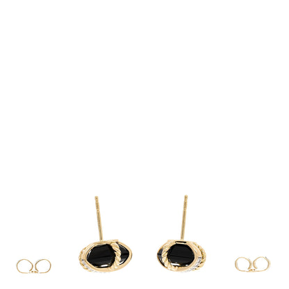 David Yurman 18K Yellow Gold Diamond Onyx 10mm Cable Wrap Earrings 3 of 4