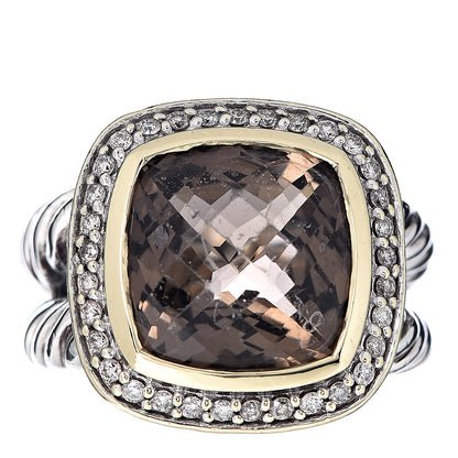 David Yurman Sterling Silver 18K Yellow Gold Diamond Smoky Quartz 11mm Albion Ring 52 6 1 of 5