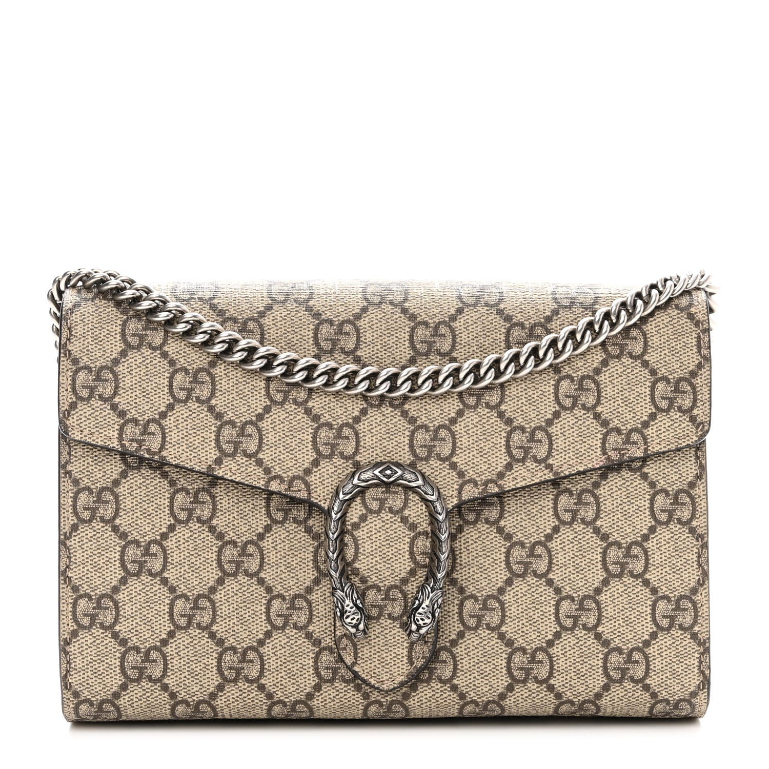 Gucci GG Supreme Monogram Mini Dionysus Chain Wallet Beige Taupe 1 of 9