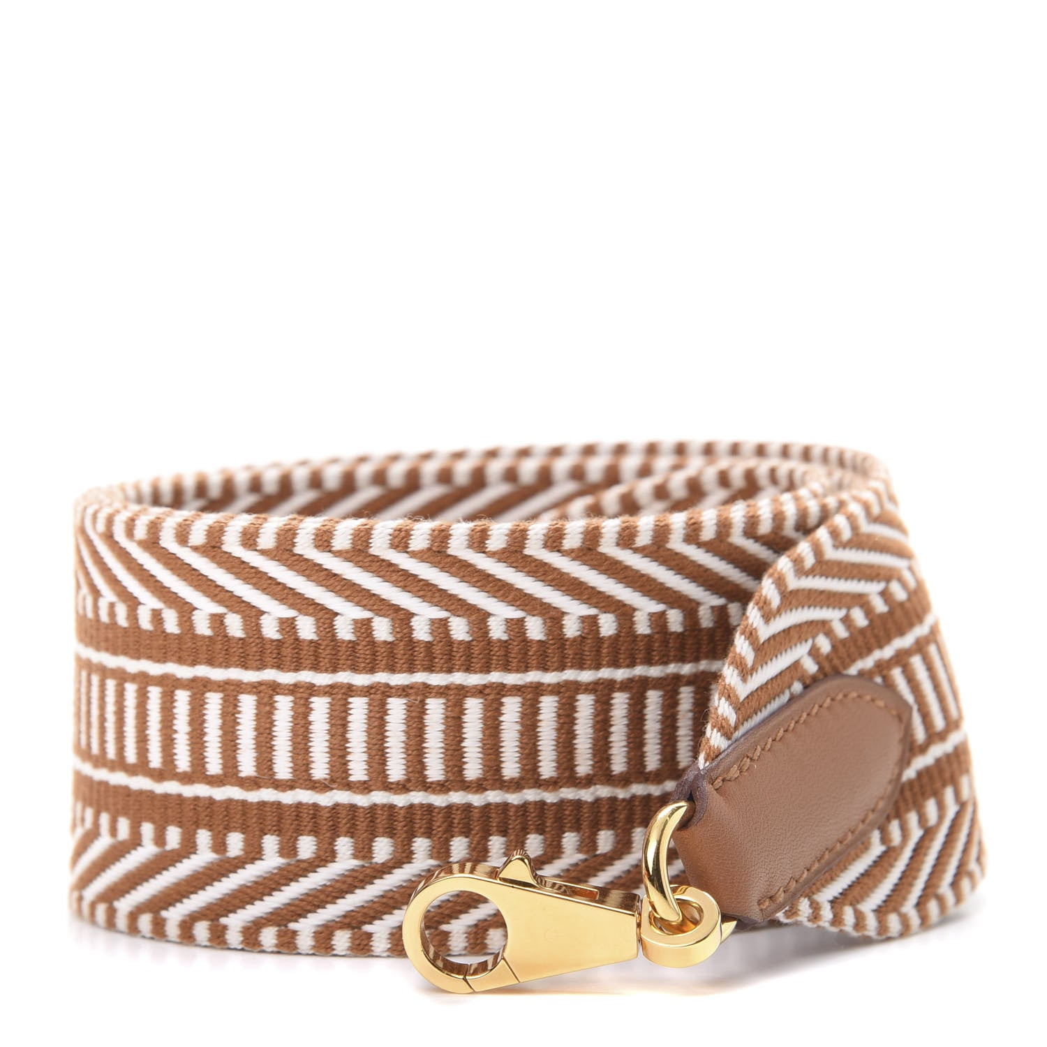 Hermes Toile Swift 50mm Sangle Cavale Shoulder Strap Ecru Beige Gold 1 of 4
