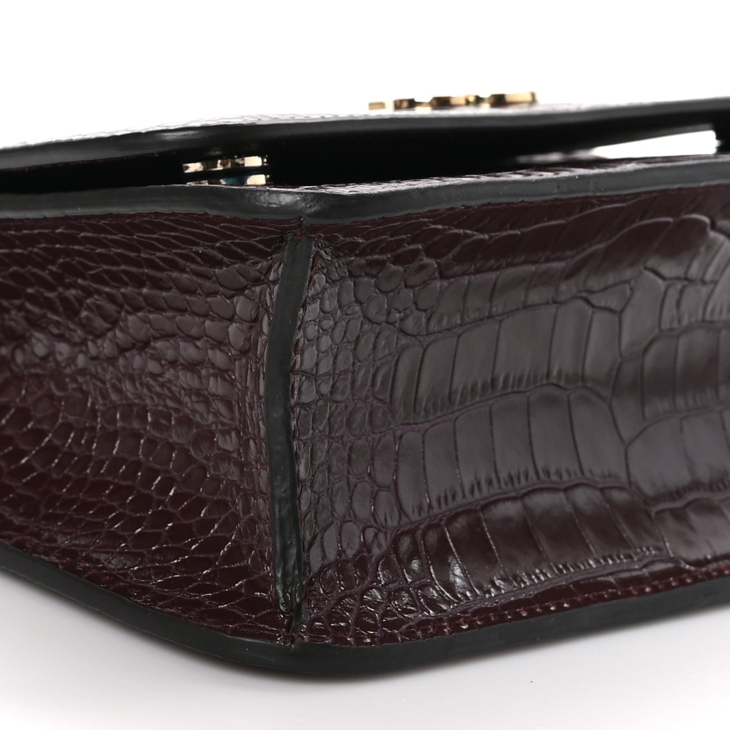 Calfskin Crocodile Embossed Medium JC Top Handle Bordeaux