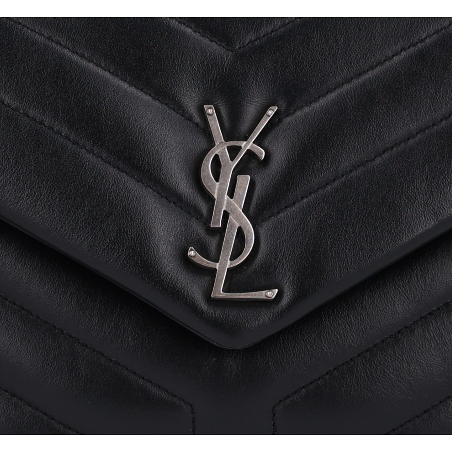 Calfskin Y Quilted Monogram Small Loulou Chain Satchel Black