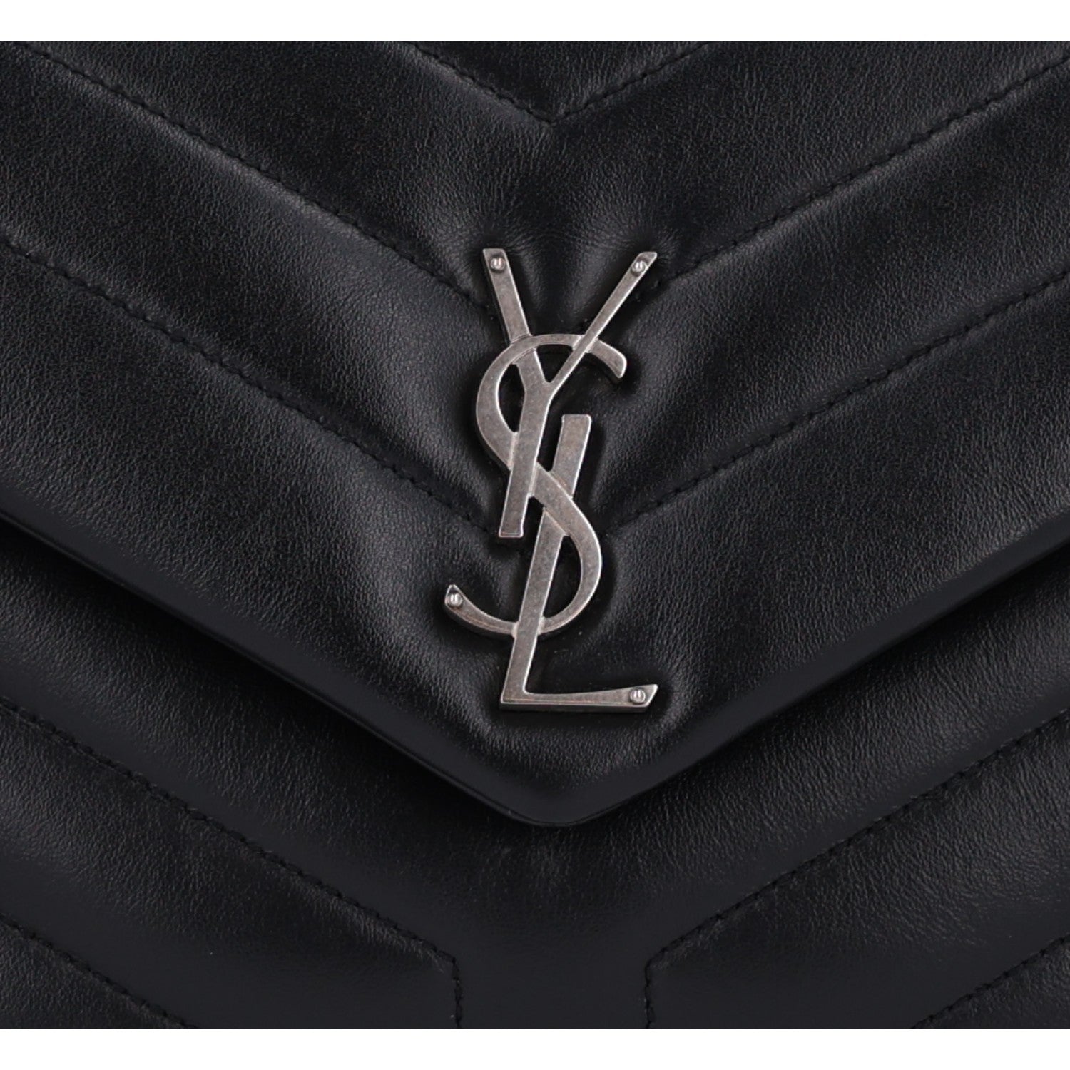 Saint Laurent Calfskin Y Quilted Monogram Small Loulou Chain Satchel Black 9 of 11