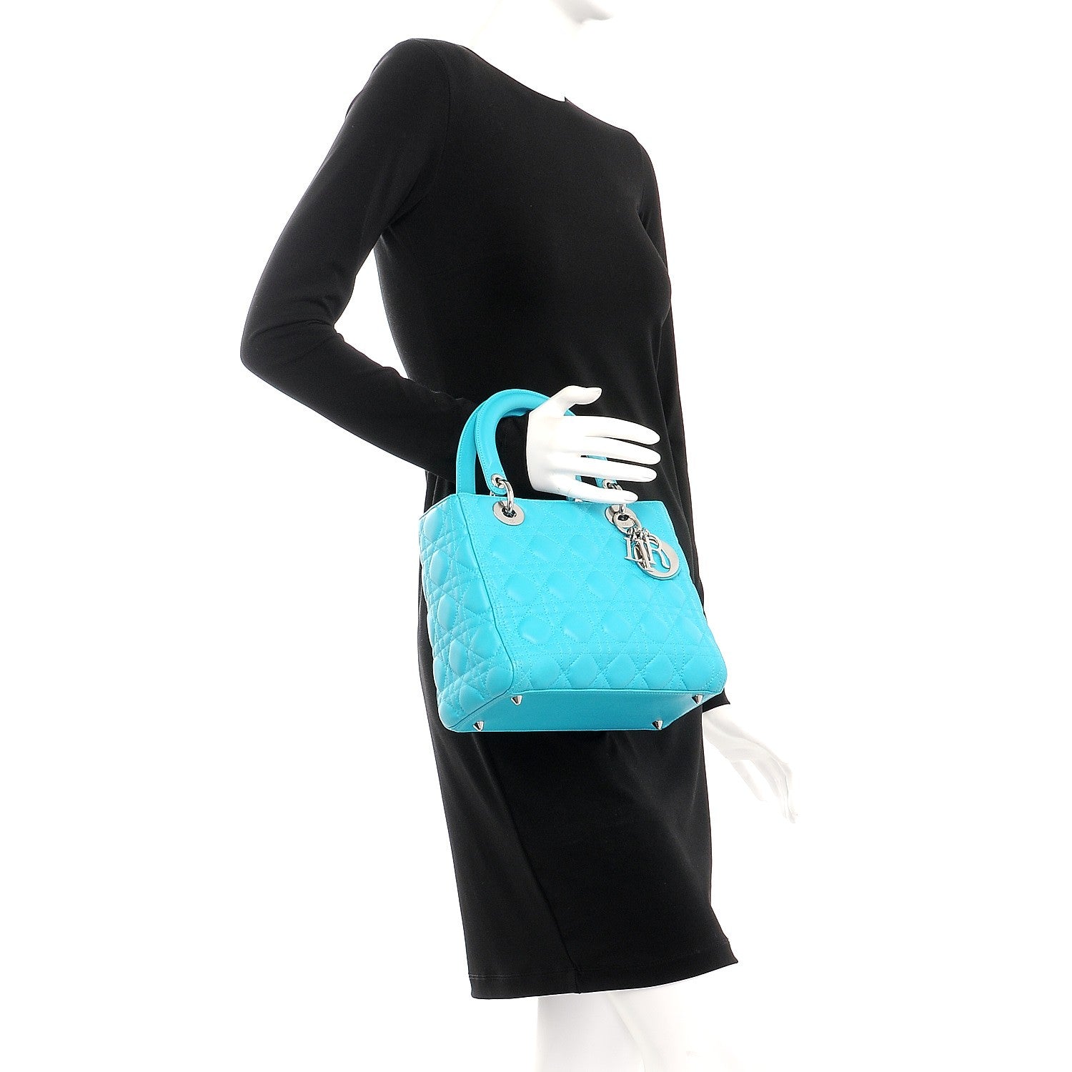 Christian Dior Lambskin Cannage Medium Lady Dior Turquoise 3 of 8